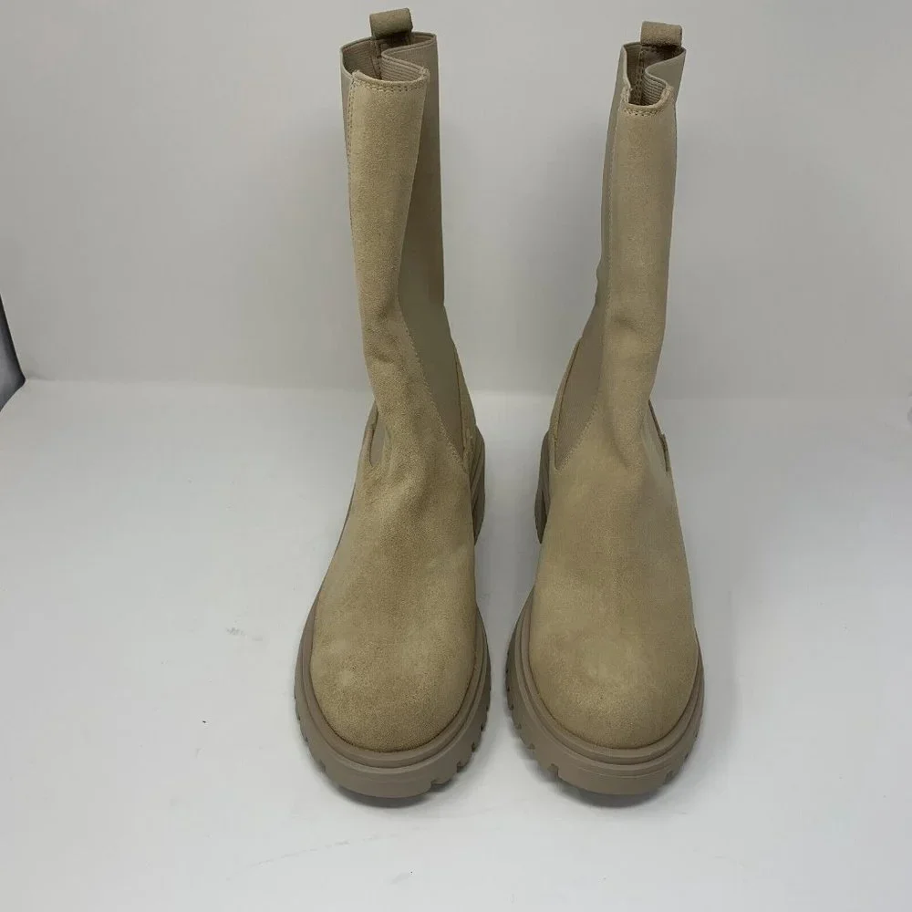 Steve Madden Hesitant HESI02S1 Chelsea Boots Women's 10 Sand Suede Pull On S0536 - Picture 3 of 11